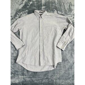 Chaps Mens Oxford Button-Down Shirt Gray Size XL Cotton Blend Long Sleeve